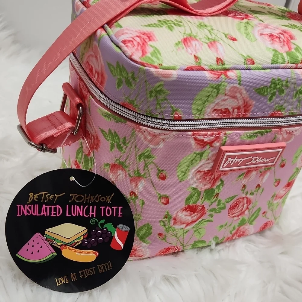 💕▪️Betsey Johnson▪️Pink Multi 6 Pack Cooler Lunch Tote Floral Bag